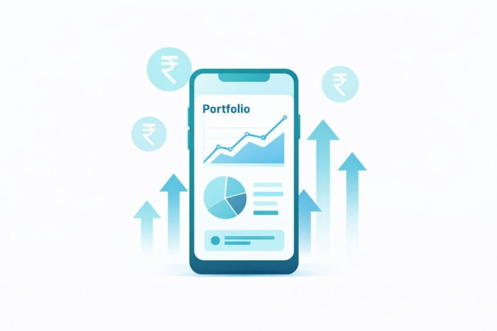 AI robo-advisor app dashboard showing portfolio growth for Indian investor