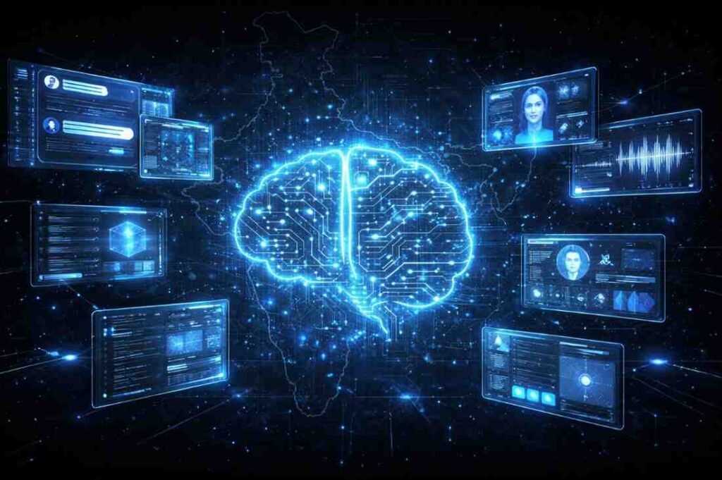 digital brain in futuristic network